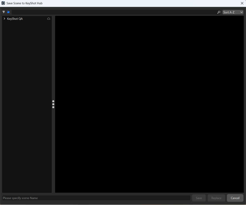 Pop-up dialog; saving scene to KeyShot Hub